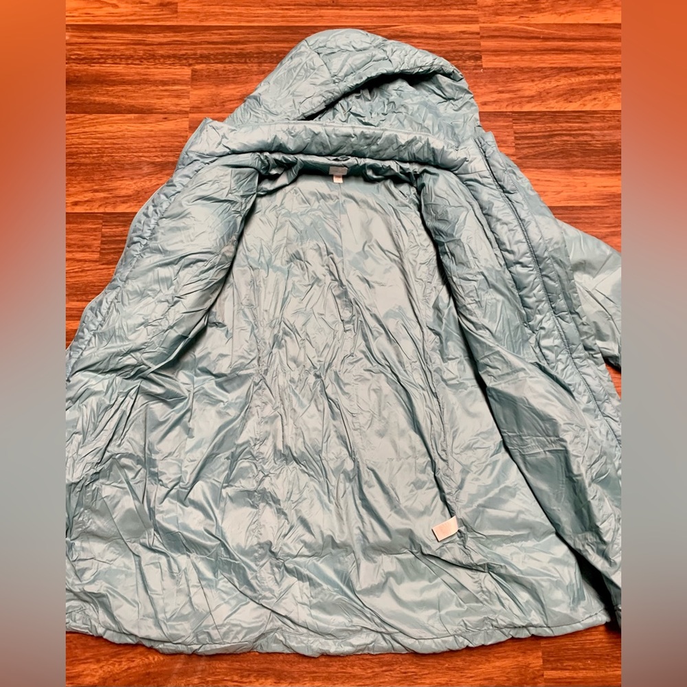 J. Jill Emerson Down Puffer Jacket Hood Jacket Blue Topaz Size M Tall EUC - Picture 8 of 10